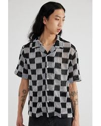 Urban Outfitters - Uo Checkerboard Lace Short Sleeve Shirt Top - Lyst