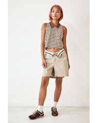 Urban Renewal - Remade From Vintage Striped Sleeveless Cropped Branded Polo Shirt - Lyst