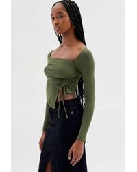 Urban Outfitters Uo Aaliyah Cinched Square Neck Top - Green