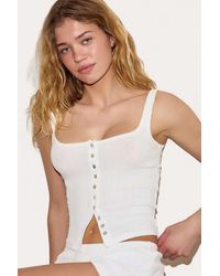 Out From Under - Picot Trim Button-through Cami - Lyst