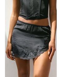 Out From Under - Luccia Lace Trim Mini Slip Skirt - Lyst