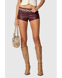 Edikted - Melaney Faux Leather Micro Shorts - Lyst