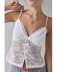 Kimchi Blue - Mae Sheer Lace Split-Front Bow Detail Cami - Lyst
