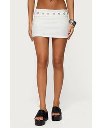 Edikted - Havana Grommet Ribbed Foldover Mini Skort - Lyst