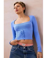 Urban Outfitters - Uo Edison Long-sleeved Ribbon-tie Top - Lyst