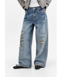BDG - Jaya Blue Mixed Media Baggy Jeans 24w 32l At Urban Outfitters - Lyst