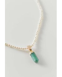 Urban Outfitters Genuine Stone Pearl Necklace - Green