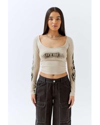 Urban Outfitters Uo Try Me Long Sleeve Graphic Tee - Black