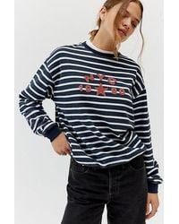 Urban Outfitters - Nyc 1990 Applique Graphic Striped Crew Neck Sweatshirt - Lyst
