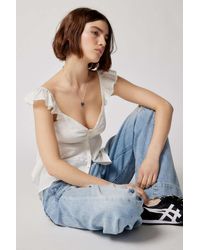 Urban Outfitters Uo Ciara Textured Babydoll Top - Blue