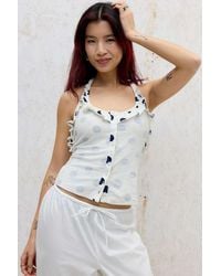 Damson Madder - Zazie Polka Dot Jersey Halter Top Uk 6 At Urban Outfitters - Lyst