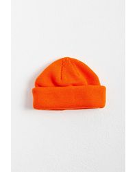 Urban Outfitters Uo Short Roll Knit Beanie - Orange