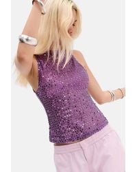 Motel - Purple Dudley Sequin Top - Lyst