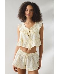 Out From Under - Love Letters Ruffle Babydoll Top + Micro Short Pj Set - Lyst