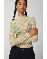 Out From Under - Luna Sheer Lace Mock Neck Top - Lyst