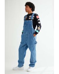 X-Large Patched Double Knee Embroidered Overall - Blue