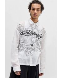 Ed Hardy - Uo Exclusive White Flaming Dragon Shirt - Lyst