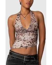 Edikted - Mesh Asymmetric Halter Top - Lyst