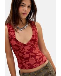 Motel - Lihat Flocked Plunge Top - Lyst