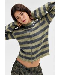 Daisy Street - Uo Exclusive Stripe Zip-through Knit Jumper - Lyst