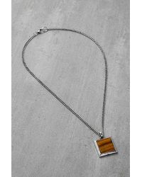 Urban Outfitters Tiger's Eye Square Charm Necklace - Metallic