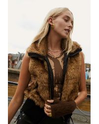 Urban Outfitters Uo Faux Fur Gilet - Brown