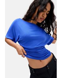 Silence + Noise - Silence + Noise Sasha Slash Neck Ruched Waist T-shirt - Lyst