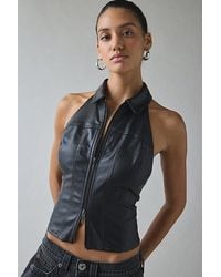 Urban Outfitters - Uo Julia Coated Open-Back Cropped Vest Top Jacket - Lyst