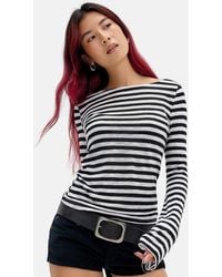 Motel - Tineko Stripe Long Sleeve Top Xs At Urban Outfitters - Lyst