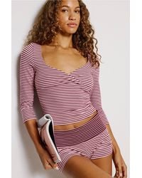 Out From Under - Bec Surplice 3/4 Sleeve Top - Lyst