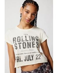 Urban Outfitters - The Rolling Stones Raw Hem Baby Tee - Lyst
