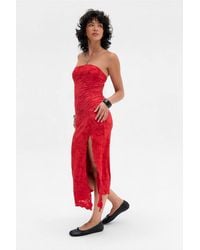Urban Outfitters - Uo Samara Devoré Bandeau Midi Dress - Lyst