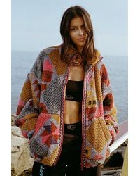 BDG - Mae Printed Piled Fleece Zip-Up Jacket - Lyst
