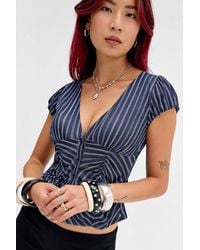 Silence + Noise - Silence + Noise Penny Ruched Mesh Shirt - Lyst
