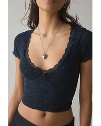 Out From Under - Bella Seamless Knit Lace Trim Crop Tee - Lyst