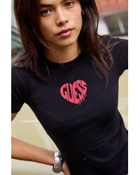 Guess - Jeans Black Heart Logo Baby Tee - Lyst