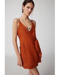 Urban Outfitters - Uo Wrap Me Up Linen Mini Dress - Lyst