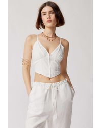 Urban Outfitters Uo Kendall Poplin Bustier Top - White