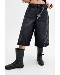 Minga - Washed Black Blaze Mid-rise Jorts - Lyst