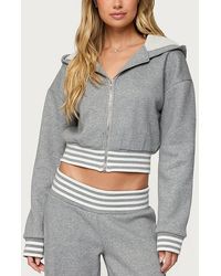 Edikted - Eloura Stripey Zip Up Hoodie - Lyst