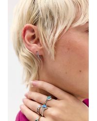 Urban Outfitters - Uo Silver Pave Hoop Earrings - Lyst