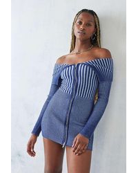 Urban Outfitters - Uo Kai Plated Rib Off-the-shoulder Mini Dress - Lyst