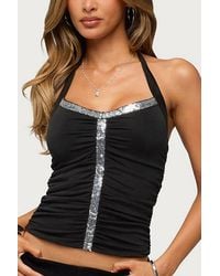 Edikted - Mook Ruched Sequin Halter Top - Lyst