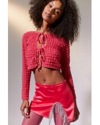 Urban Outfitters - Uo Sylvie Bubble Knit Tie-front Top - Lyst