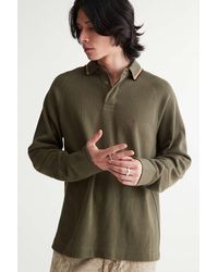 Urban Outfitters Uo Fisheye Heavyweight Long Sleeve Polo Shirt - Green