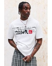 Quiksilver - Uo Exclusive White Heavy Wash Graphic Tee - Lyst