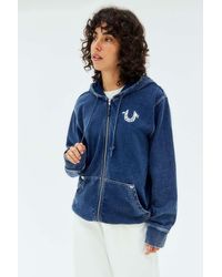 True Religion - Oversized Zip-through Hoodie - Lyst