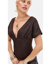 Motel - Chocolate Rovali Tie Back Lace Top - Lyst