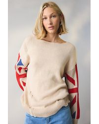 BDG - Graphic Distressed Cotton Blend Oversized Boatneck Sweater - Lyst