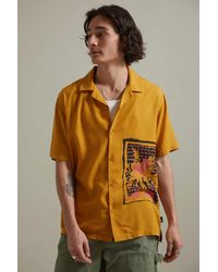 Urban Outfitters Uo Still Life Graphic Camp Collar Shirt - Metallic